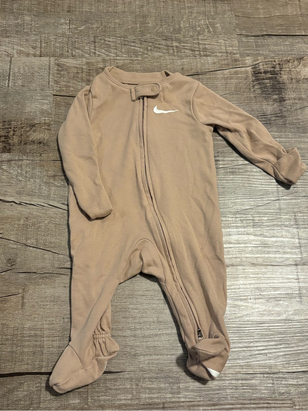 Nike Beige/Tan Footed Baby One-Piece Sleeper